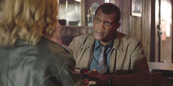 Nick Fury and Carol Danvers at a diner